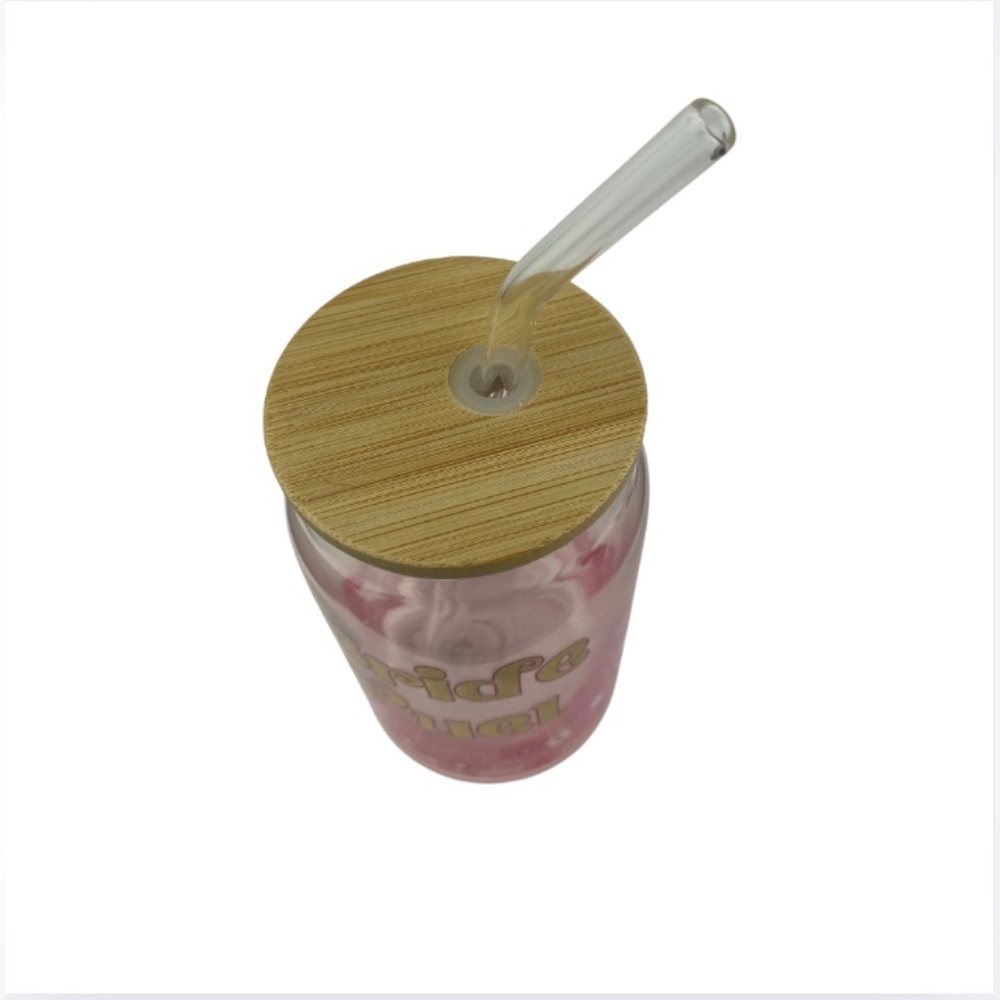Glass Cup with Bamboo Lid and Quote - Picture 3 of 3